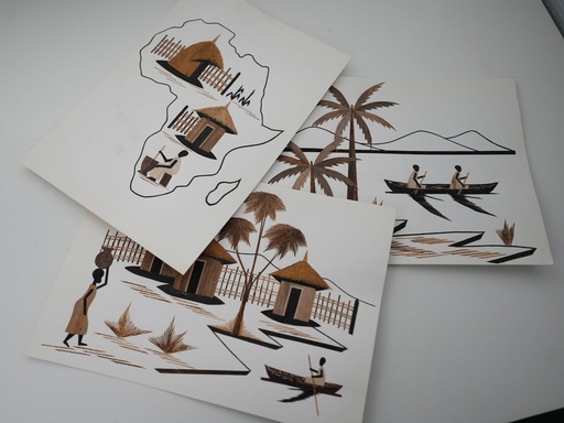 Cartes postales en marqueterie